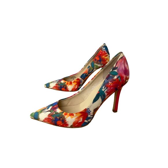 Guess Womens Floral High Heel Pumps 4" Pink Stiletto - Picture 5 of 10